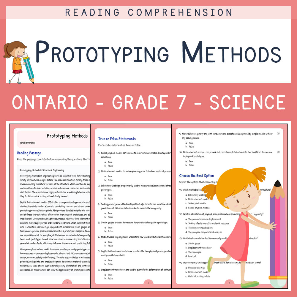Grade 7 Science worksheet elena worksheet — Grade 7 Science Assessment | Prototyping Methods Worksheet | Ontario — page 1