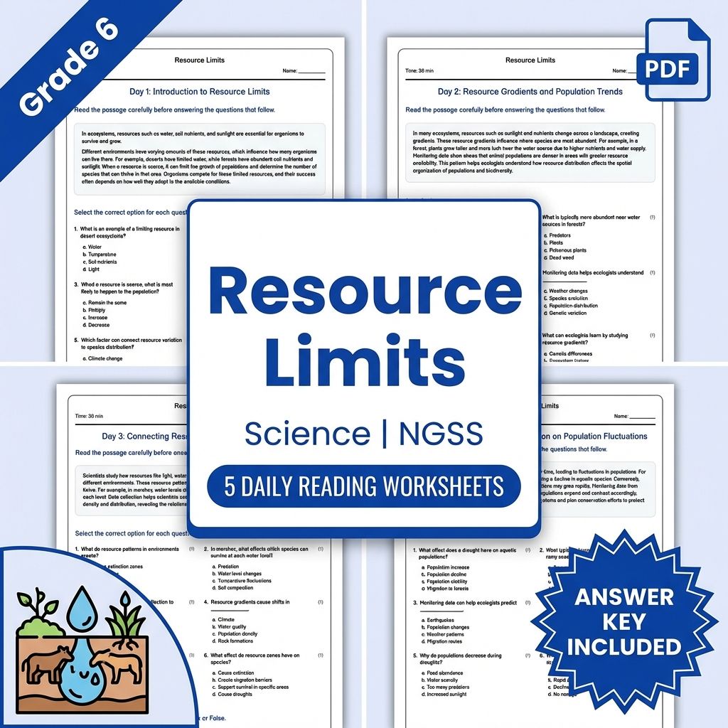 Grade 6 Science – Resource Limits Daily Reading Worksheet (PDF+ Answer Key)