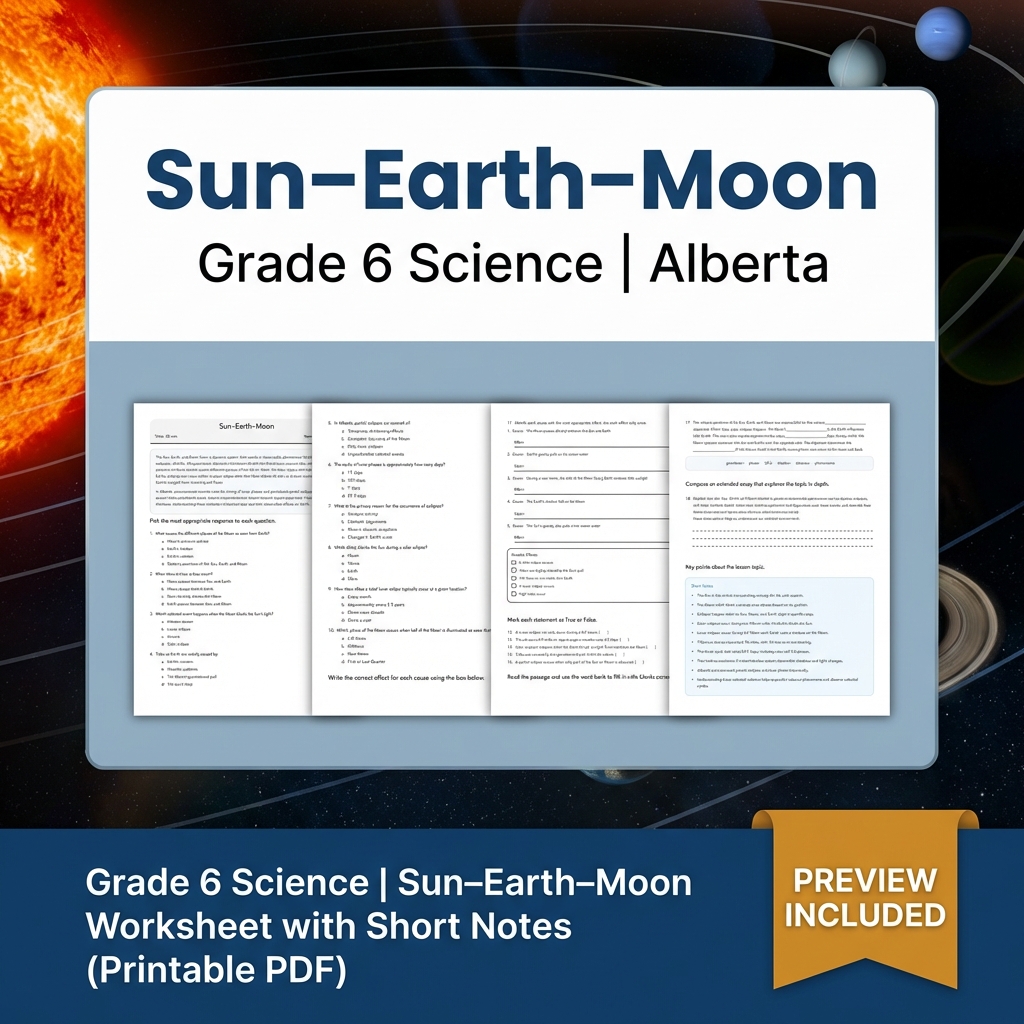 Grade 6 Science Alberta | 60-Worksheet Comprehensive Science Bundle  — included worksheet 55