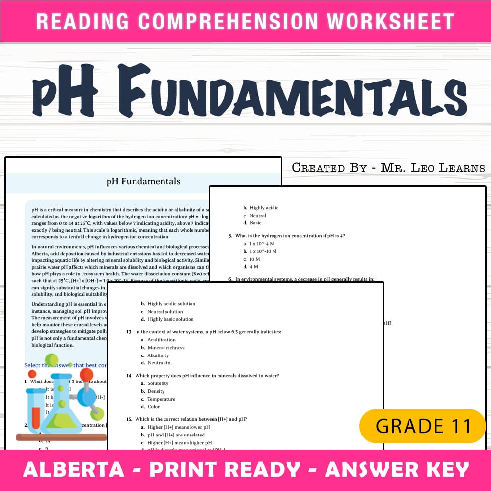 Grade 11 Science worksheet mcq paper worksheet — Grade 11 Science — Worksheet MCQ Paper for Mastering pH Fundamentals — pa…