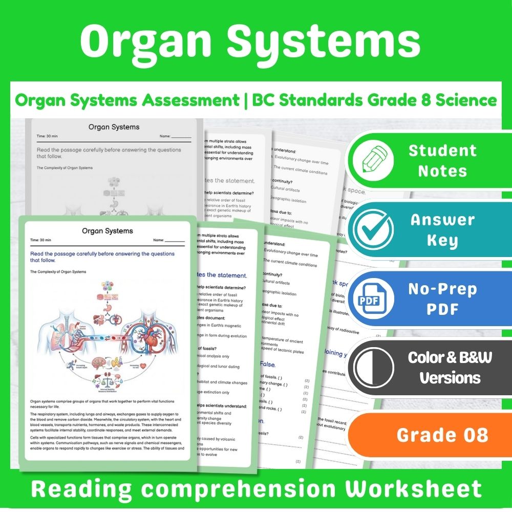 Grade 8 Science – Cell Structure & Function Assessment | Standards-Aligned Unit — included worksheet 14