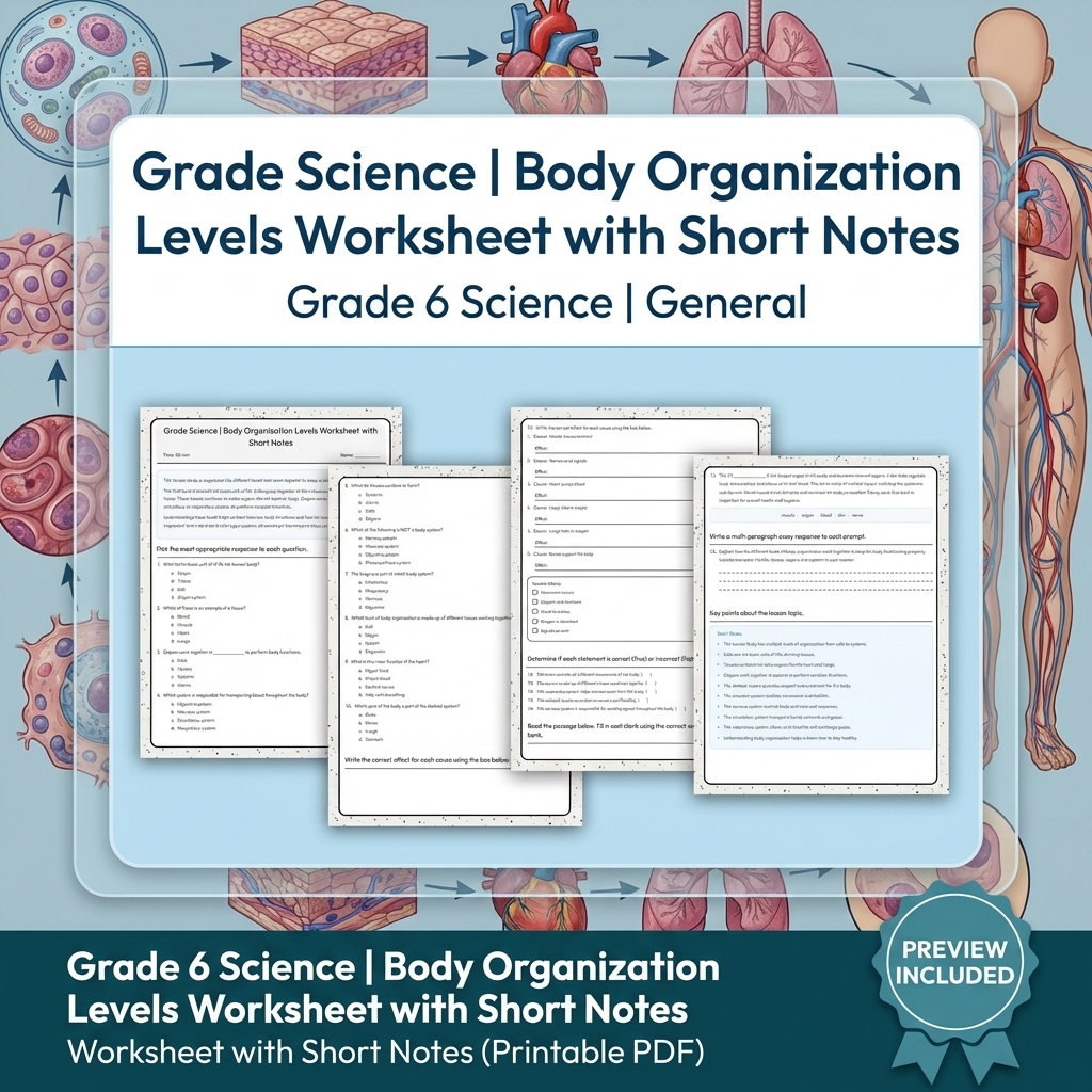 Grade 6 Science Lesson Group | Body Systems and Life Processes Worksheet Bundle — included worksheet 7