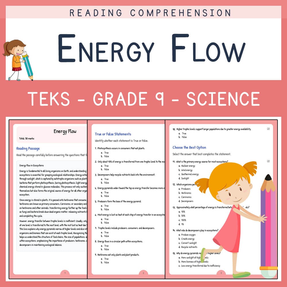 Grade 9 Science worksheet elena worksheet — Grade 9 Science | Energy Flow Worksheet | TEKS-Aligned — page 1