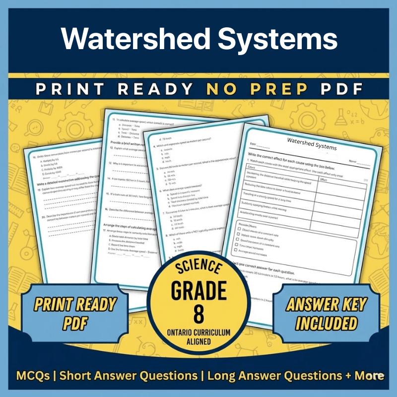 Grade 8 Science | Watershed Systems Worksheet (Ontario, Science 1) (PDF)