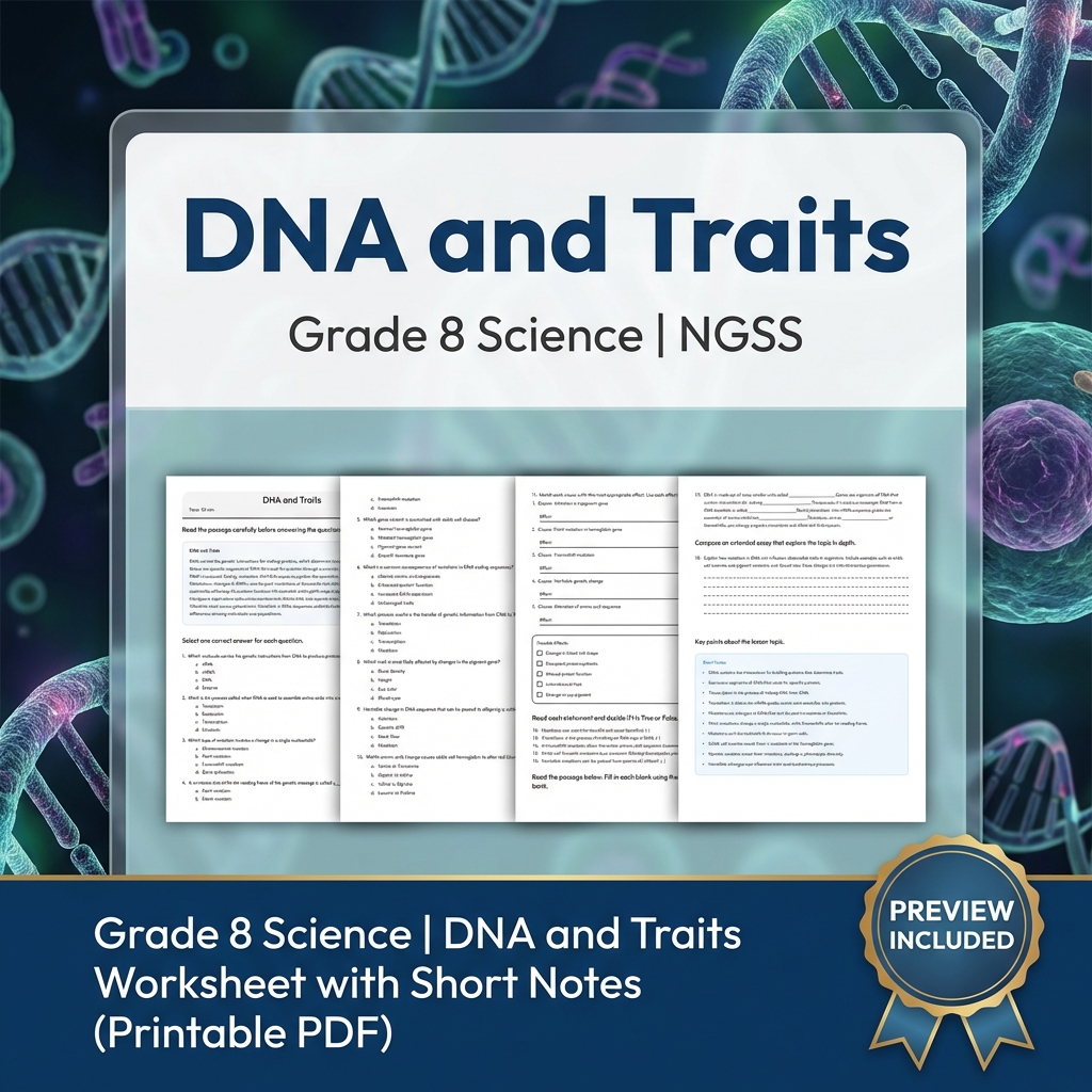 Grade 8 Science  Heredity: Inheritance & Variation UNIT Bundle (NGSS Worksheets) — included worksheet 2