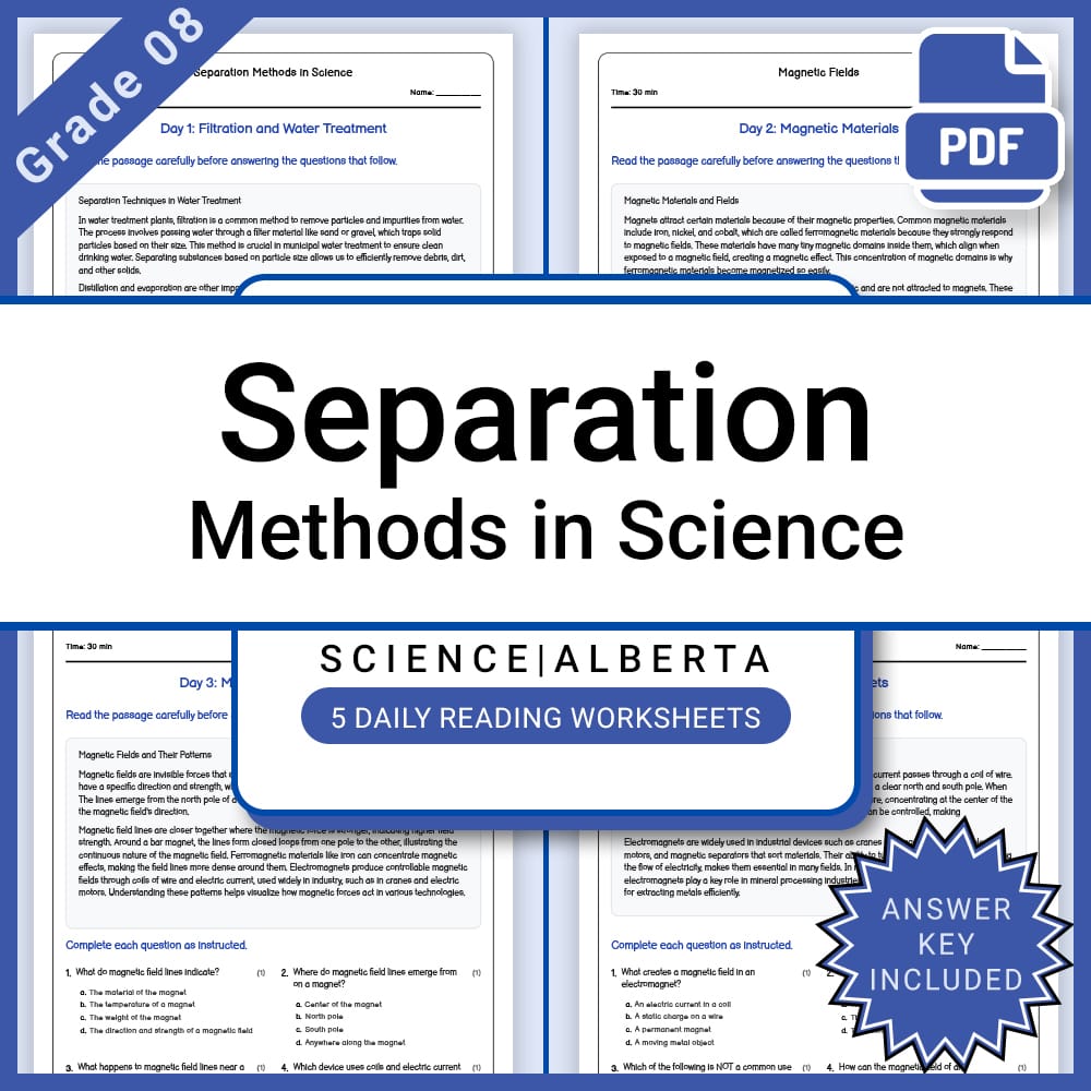 Grade 8 Science Lesson Group Bundle | Alberta Framework — included worksheet 14