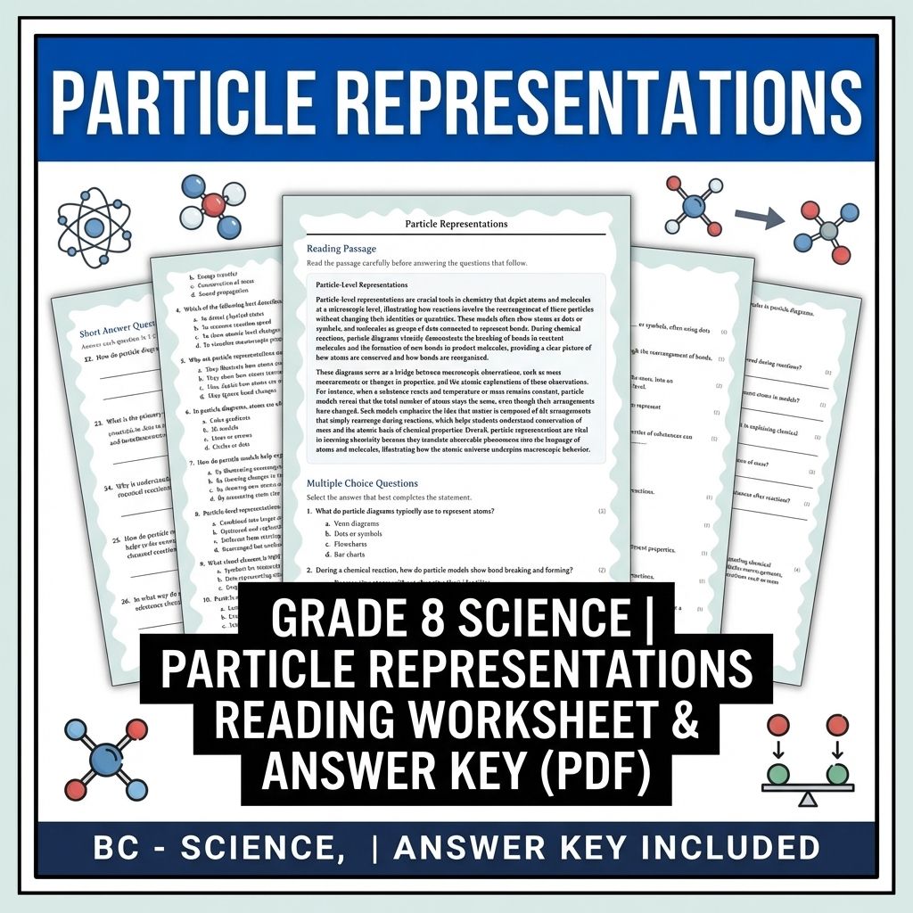 Grade 8 Science | Particle Representations Reading Worksheet & Answer Key (PDF)