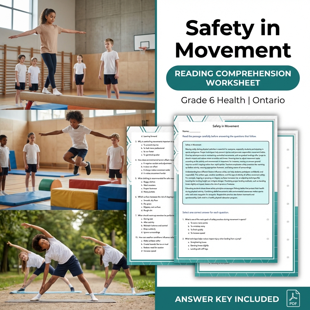 Grade 6 Health Lesson Group | Ontario Standards & Worksheets — included worksheet 3
