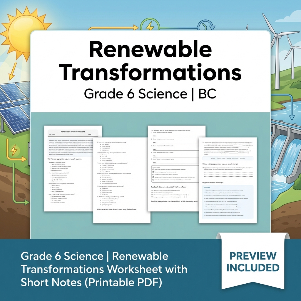 Grade 6 Science | Energy, Waves & Circuits UNIT Bundle (BC Frame work) — included worksheet 14
