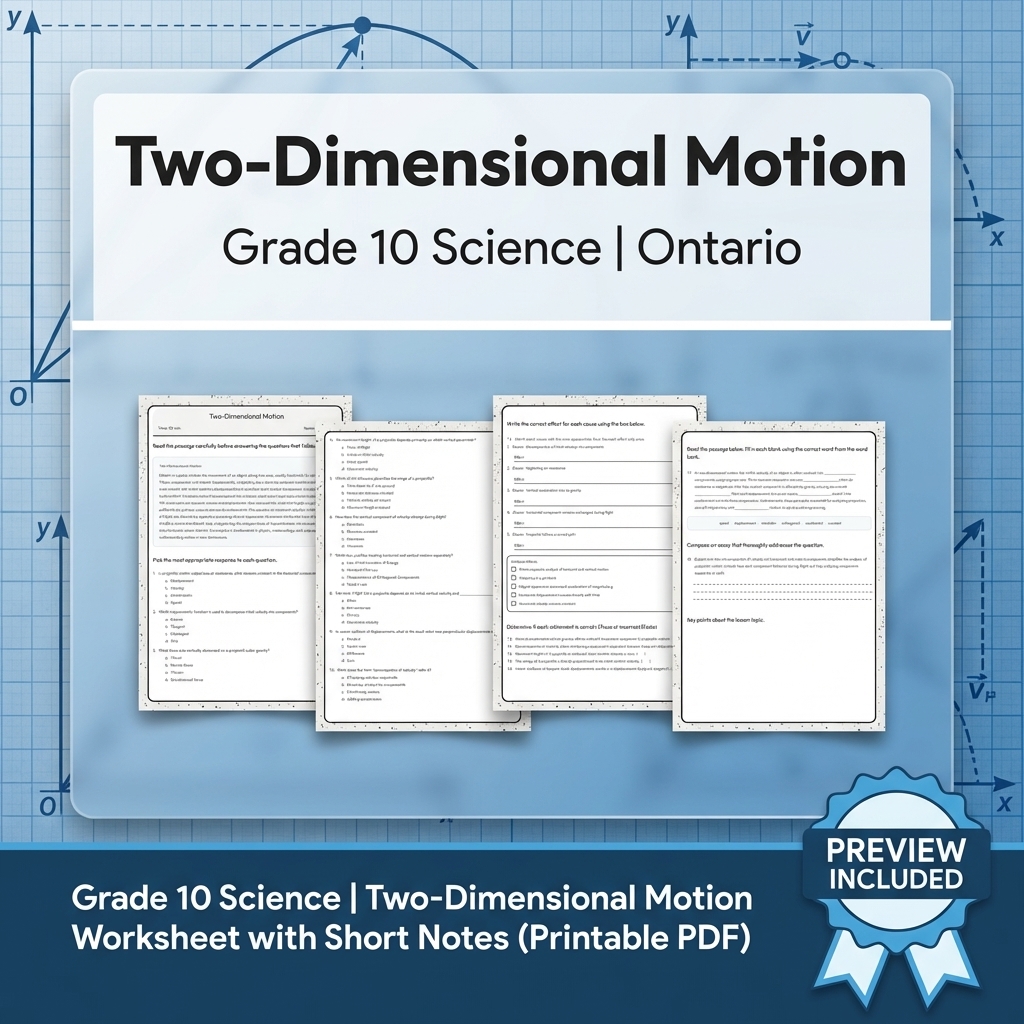 Grade 10 Science Lesson Group: Motion & Forces Ontario Curriculum Bundle — included worksheet 10