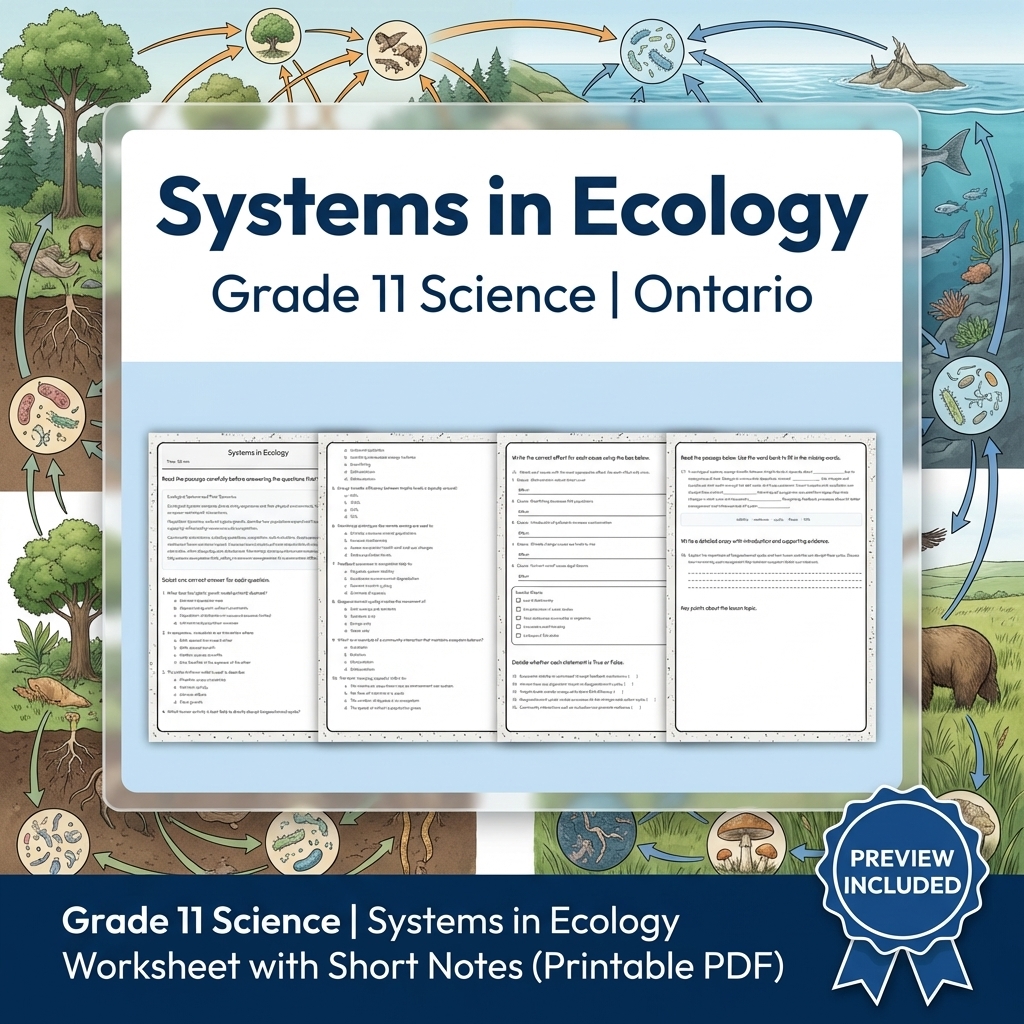 Grade 11 Science Full Year Bundle | Ontario Curriculum & Framework — included worksheet 56