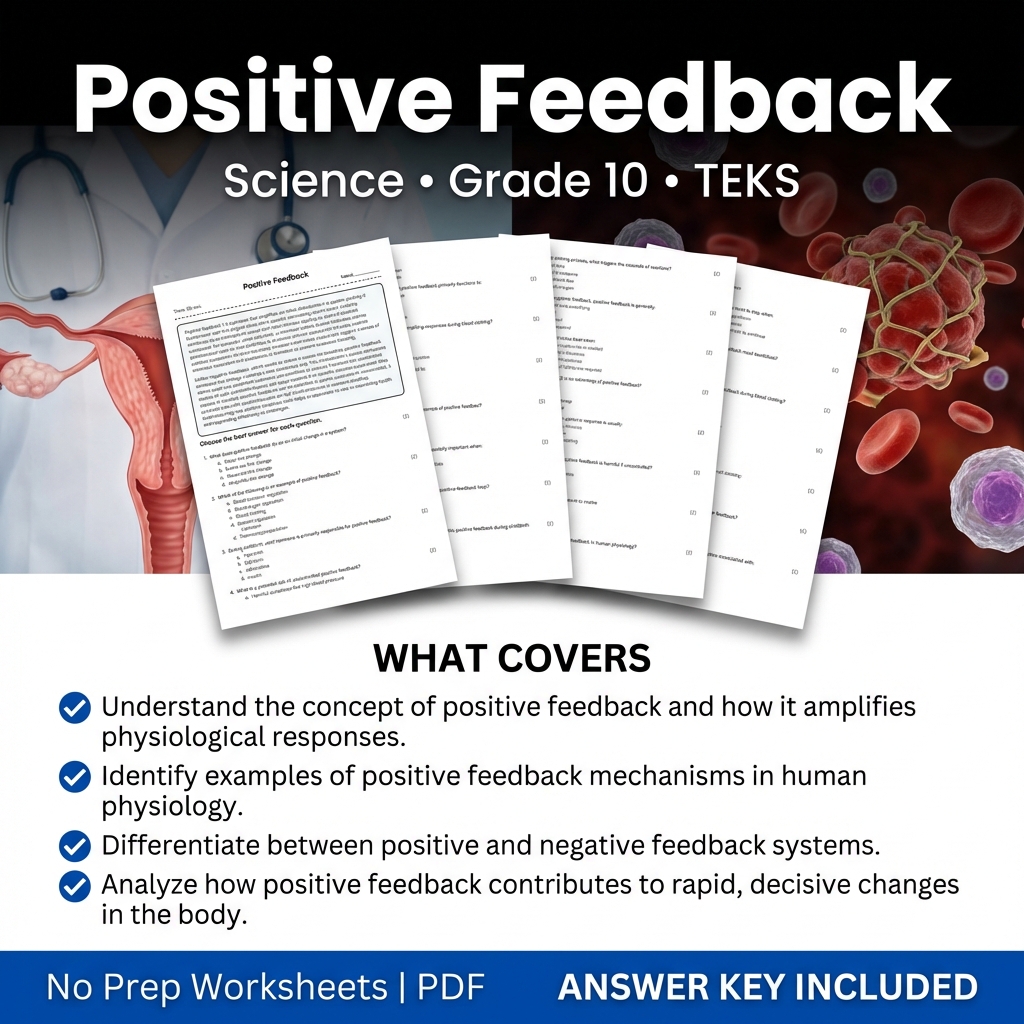Grade 10 Science Worksheet on Positive Feedback | TEKS Aligned