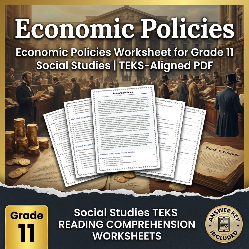 Economic Policies Worksheet for Grade 11 Social Studies | TEKS-Aligned PDF