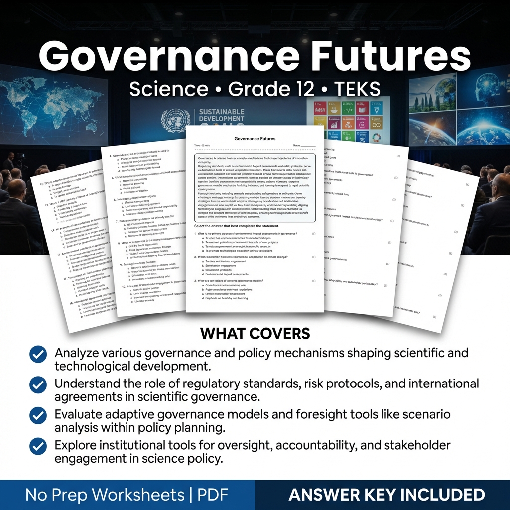 Governance Futures Science Worksheet for Grade 12 | TEKS-Aligned