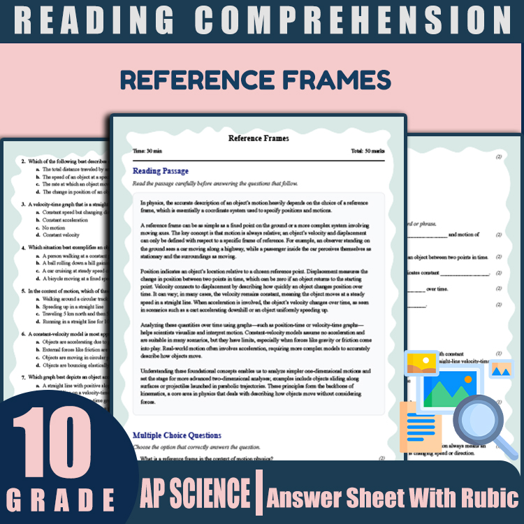 Grade 10 Science reading worksheets worksheet — Grade 10 Science | Reference Frames Reading Worksheet with Answer Key (PDF…