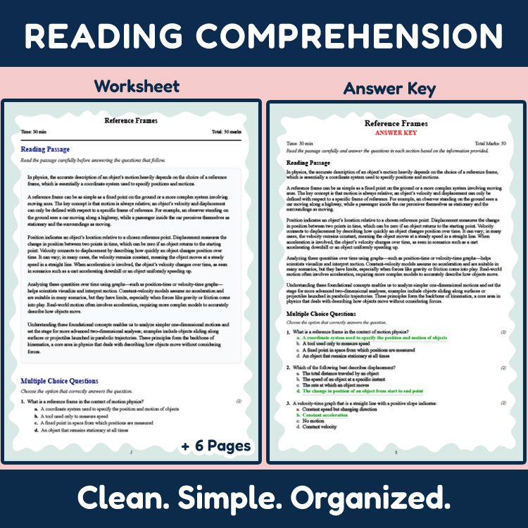 Grade 10 Science reading worksheets worksheet — Grade 10 Science | Reference Frames Reading Worksheet with Answer Key (PDF…