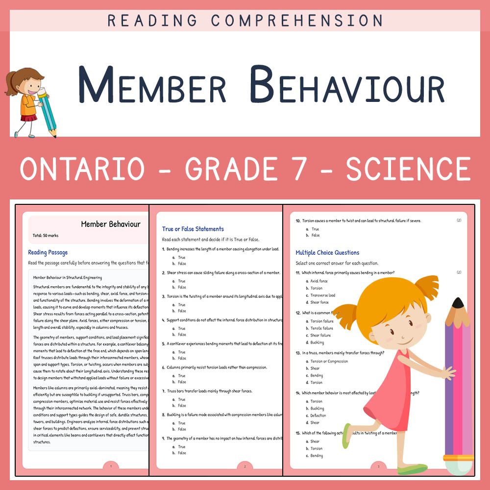 Grade 7 Science worksheet elena worksheet — Grade 7 Science | Member Behaviour Worksheet Elena – Structural Forces & Analy…