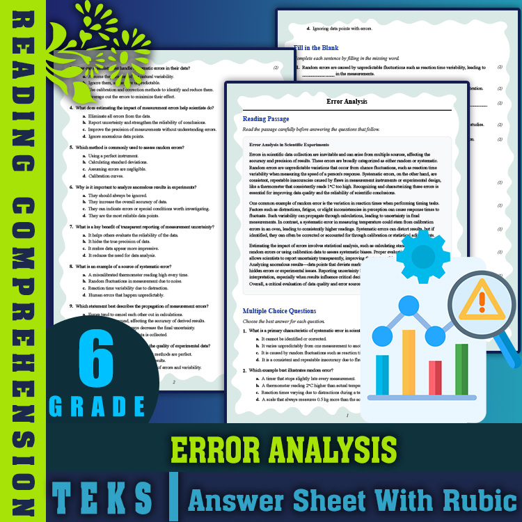 Grade 6 Science reading worksheets worksheet — 6th Grade Science | Error Analysis Reading Worksheet & Answer Key (PDF) — p…