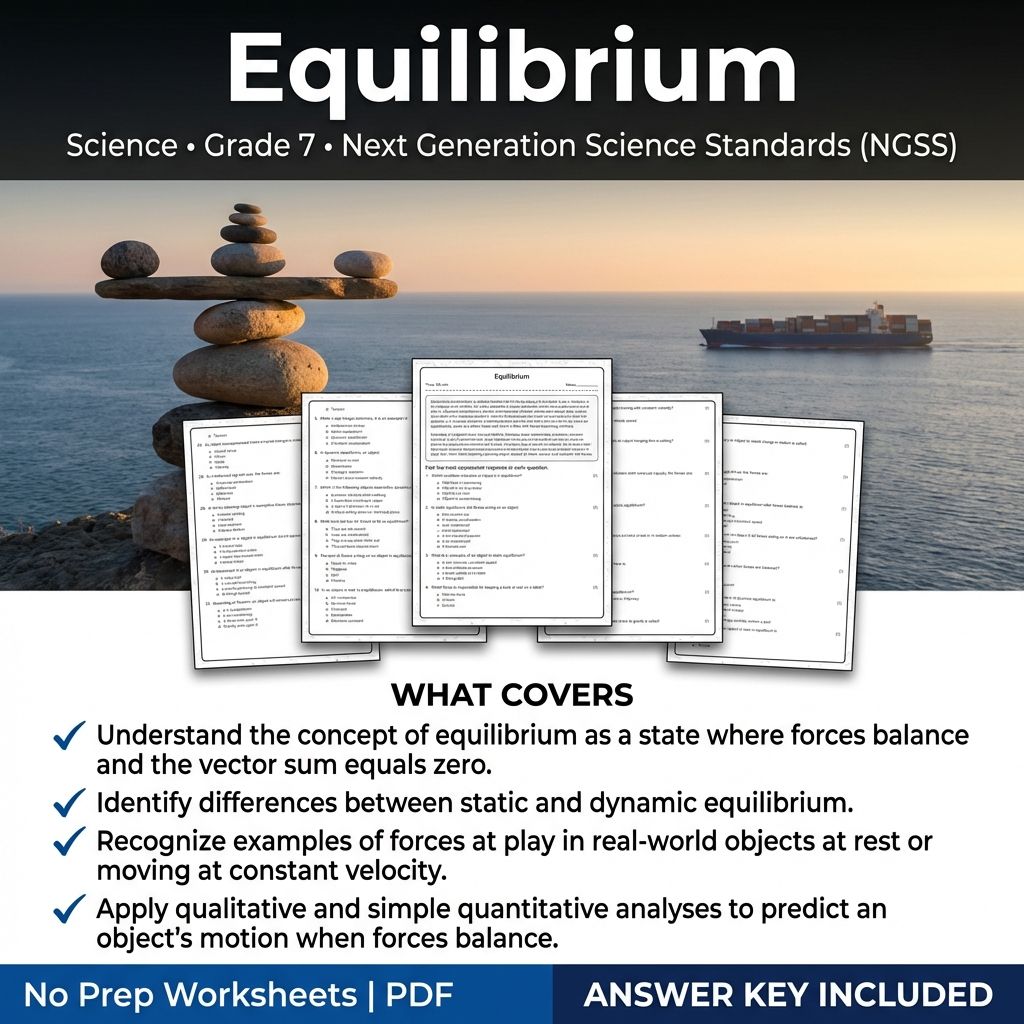 Grade 7 Science worksheet — Grade 7 Science Worksheet | Equilibrium Concepts & Practice (PDF + Answer Key)
