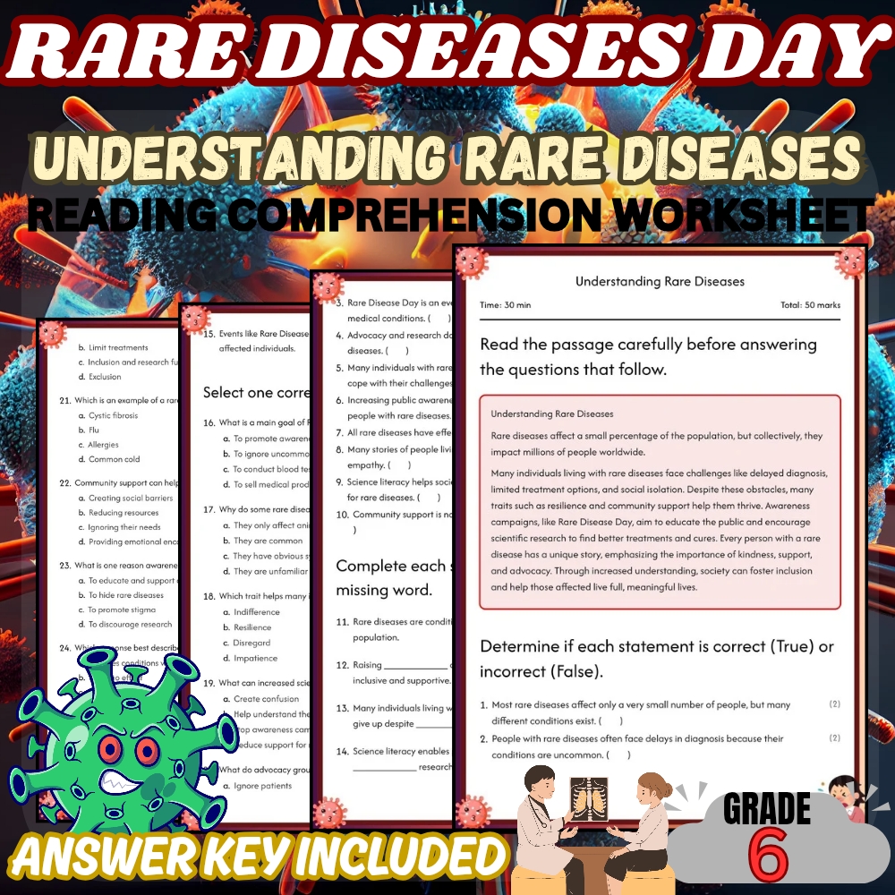 Grade 6 Rare disease day for Understanding Rare Diseases | PDF + Answer Key