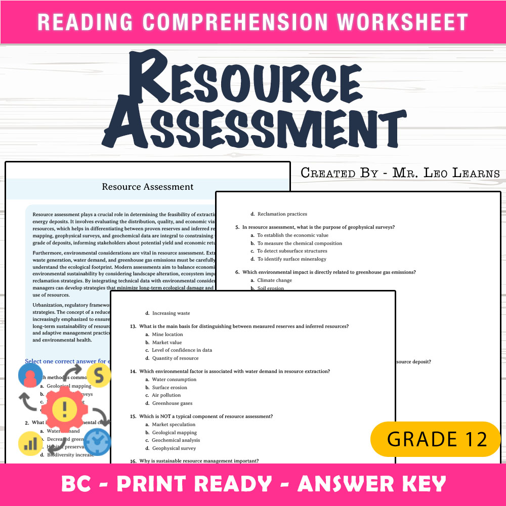 Grade 12 Science worksheet mcq paper worksheet — Grade 12 Science — Resource Assessment Worksheet MCQ PDF + Answer Key — p…