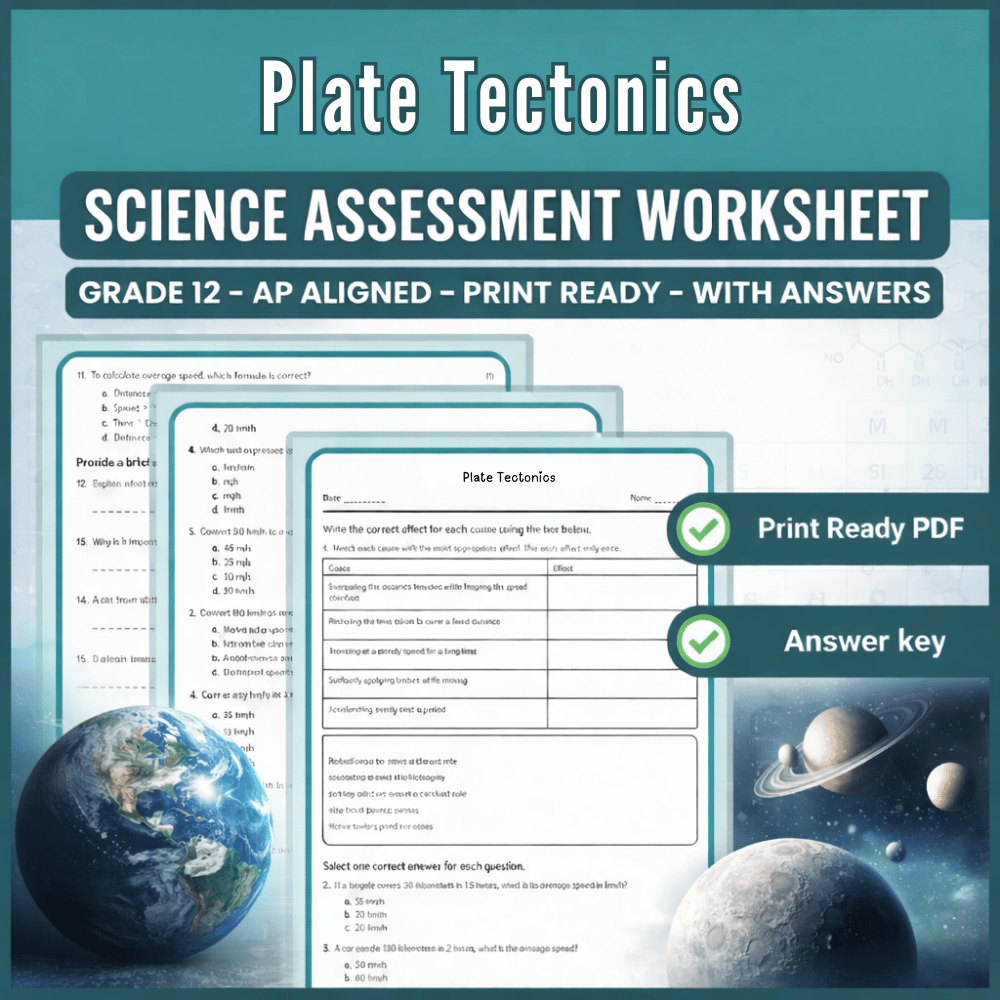 Grade 12 Science – Plate Tectonics Worksheet (AP) (PDF)