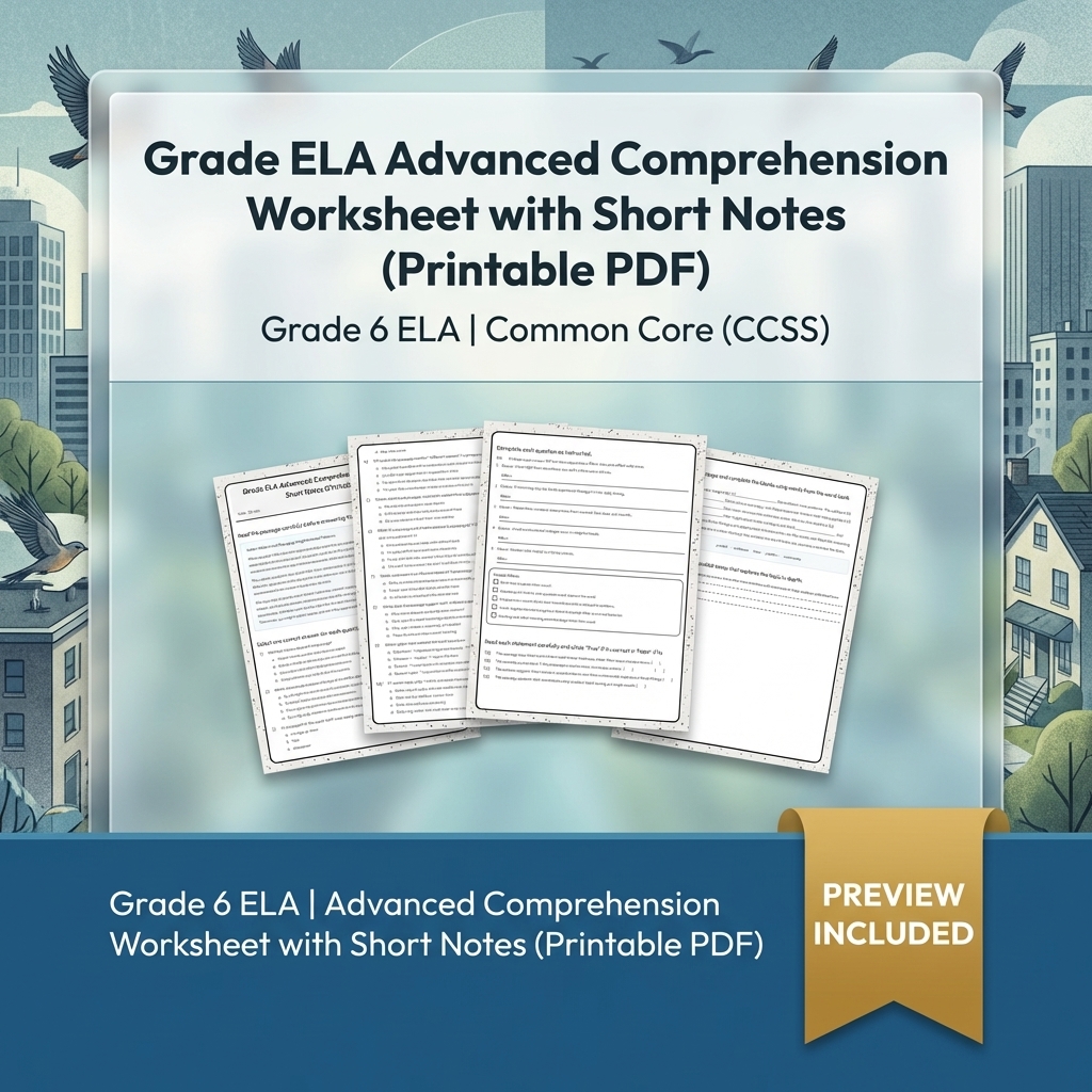 Grade 6 ELA Reading, Writing, & Grammar Full-Year Bundle (Common Core CCSS) — included worksheet 36