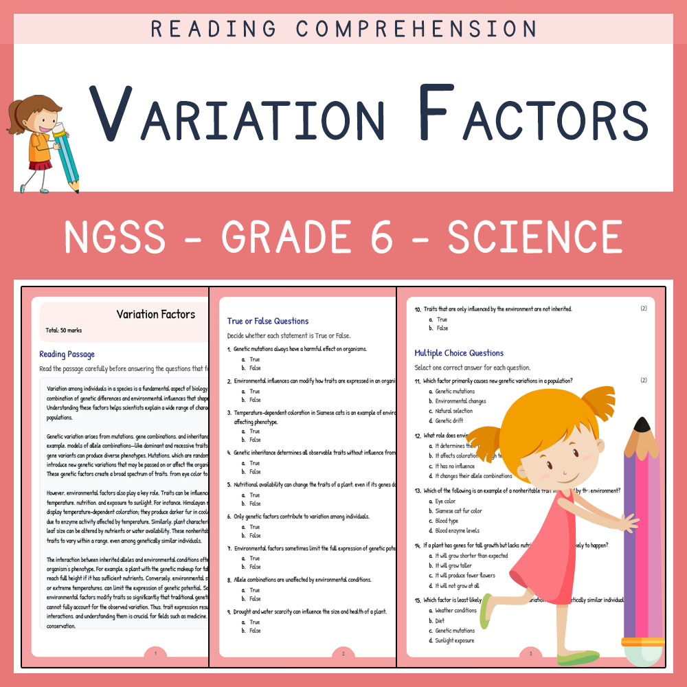 Grade 6 Science worksheet worksheet — Grade 6 Science | Variation Factors Worksheet (PDF + Answer Key) | NGSS Aligned — pa…