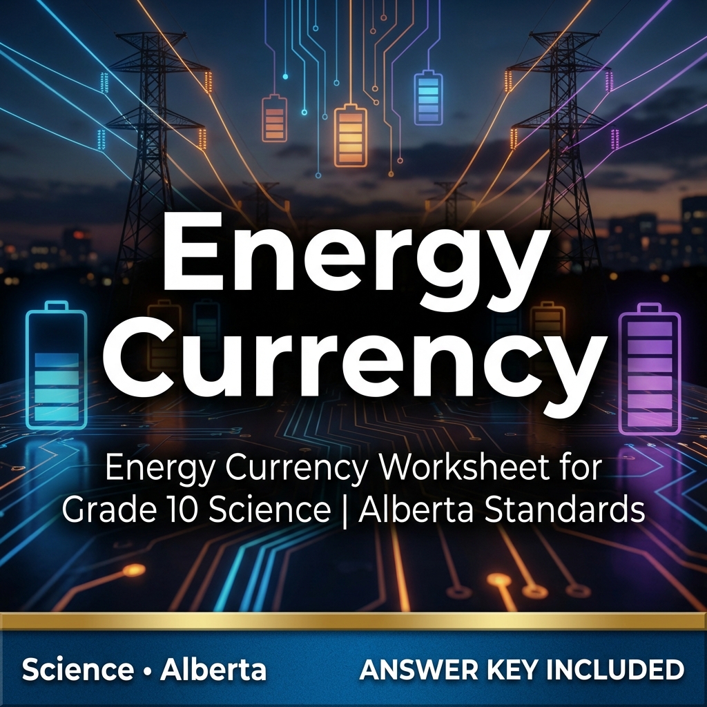 Energy Currency Worksheet for Grade 10 Science | Alberta Standards