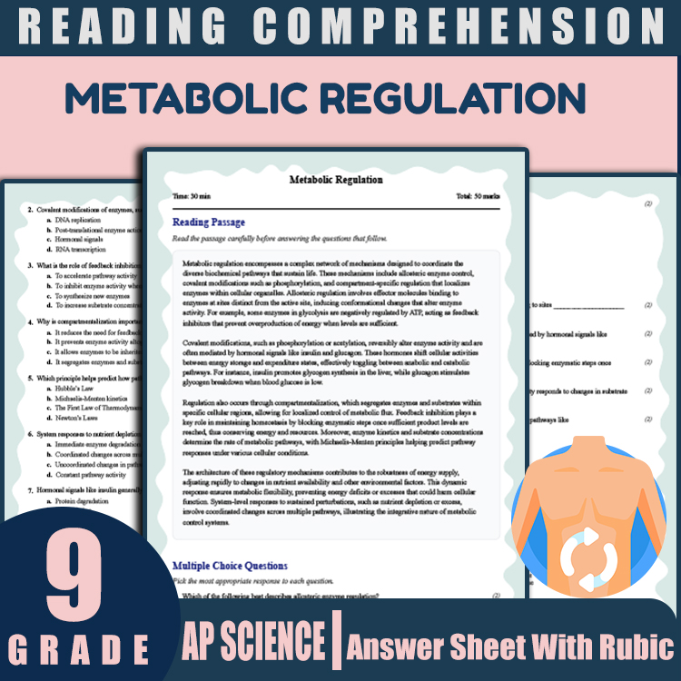 Grade 9 Science reading worksheets worksheet — 9th Grade Science | Metabolic Regulation Reading Worksheet (PDF + Answer Ke…