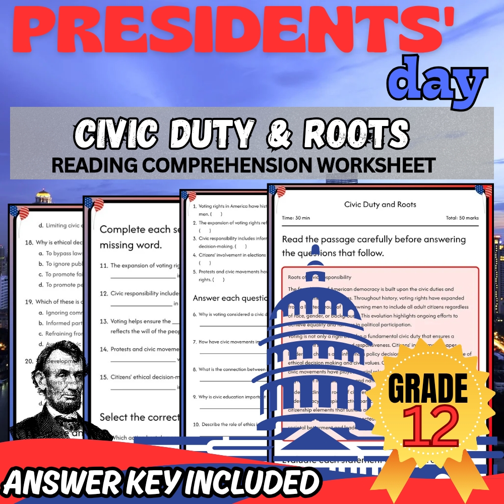 Grade 12 Holiday President Day for Mastering Civic Duty & Roots|PDF + Answer Key