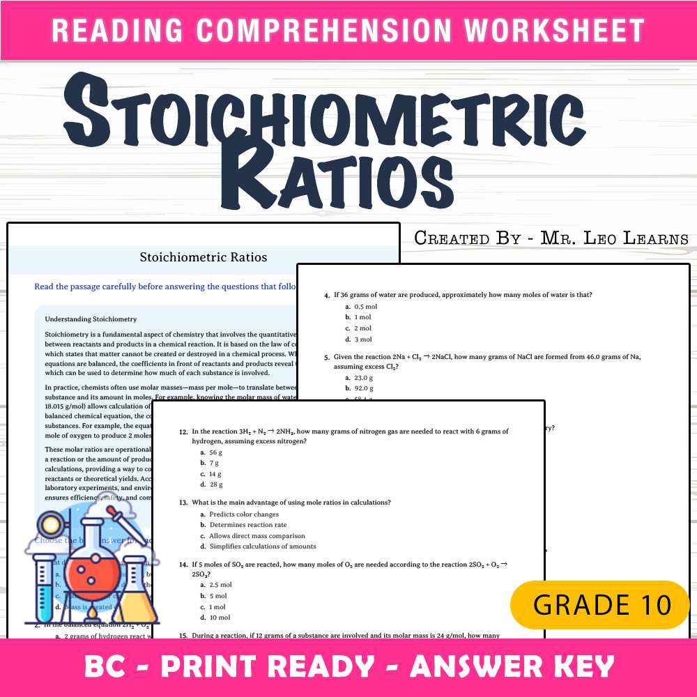 Grade 10 Science worksheet mcq paper worksheet — Grade 10 Science — Worksheet MCQ Paper for Mastering Stoichiometric Ratio…