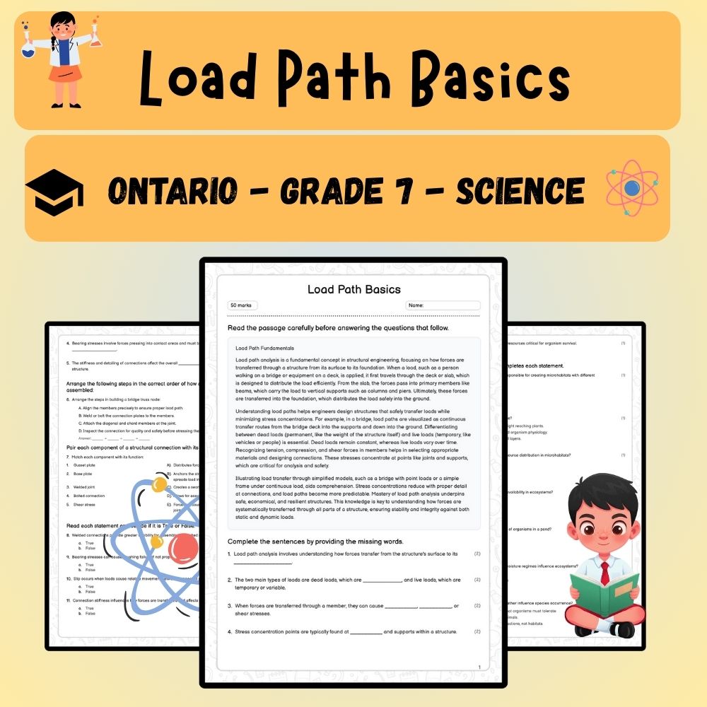 Grade 7 Science worksheet worksheet — Grade 7 Science | Load Path Fundamentals Worksheet (PDF ) — page 1