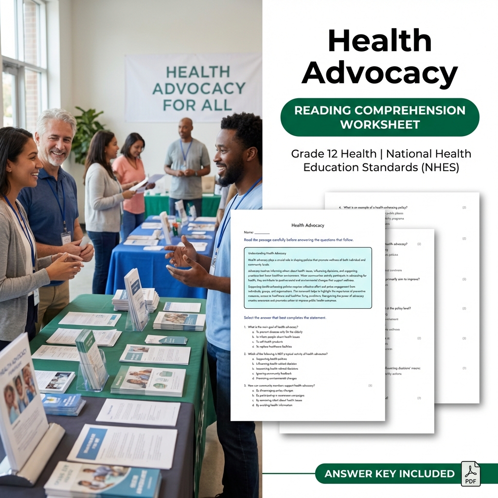 Grade 12 Health Lesson Bundle | NHES Worksheets on Health Topics — included worksheet 5