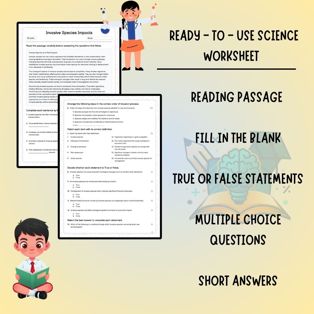 Grade 7 Science worksheet worksheet — Grade 7 Science | Invasive Species Impacts Worksheet (PDF ) — page 2