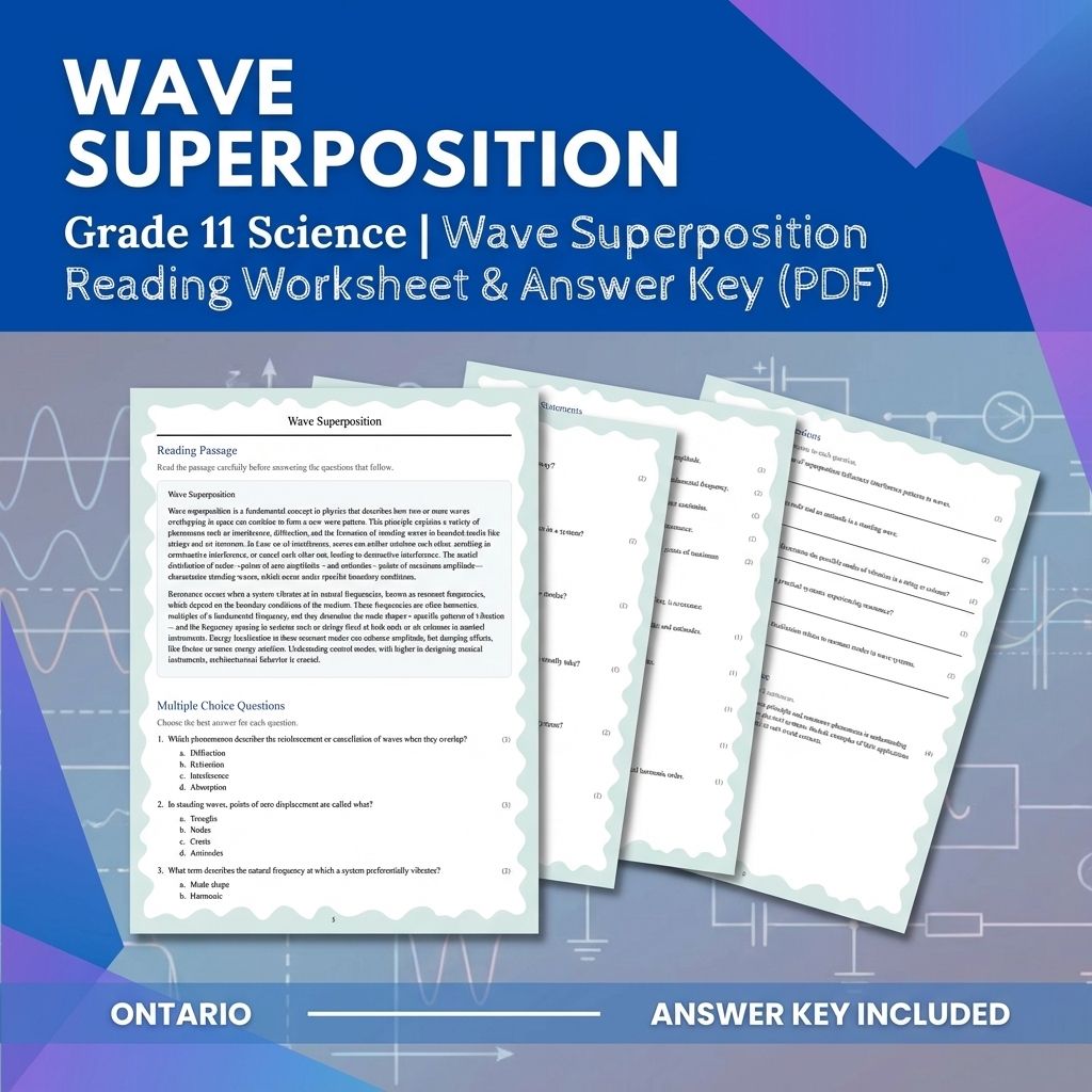 Grade 11 Science Bundle | Waves, Ecology, Physics & More (Answer Keys) — included worksheet 55