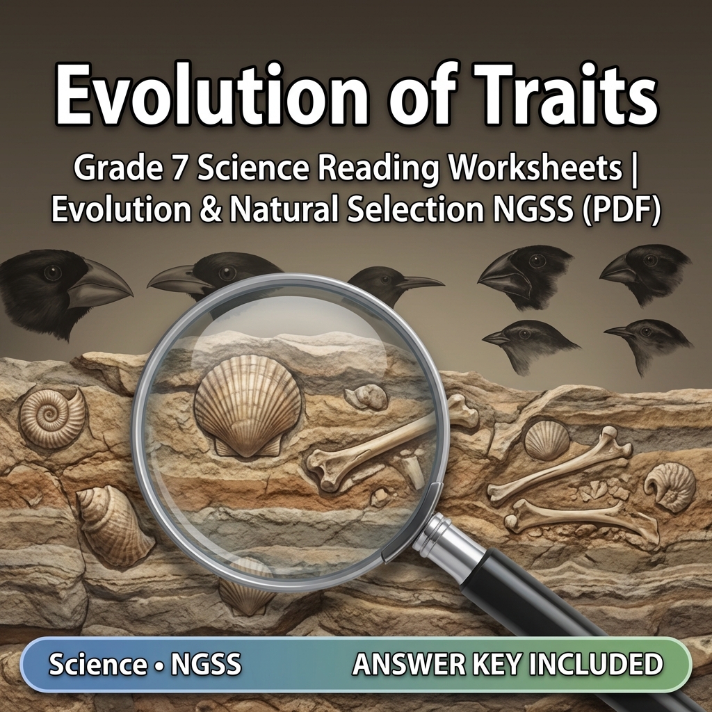 Grade 7 Science Reading Worksheets | Evolution & Natural Selection NGSS (PDF)