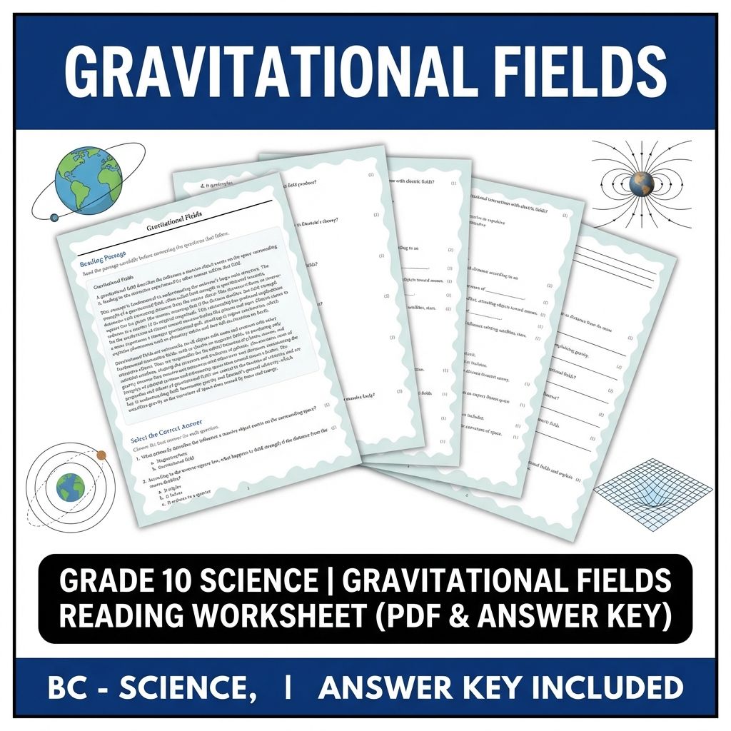 Grade 10 Science | Gravitational Fields Reading Worksheet (PDF & Answer Key)