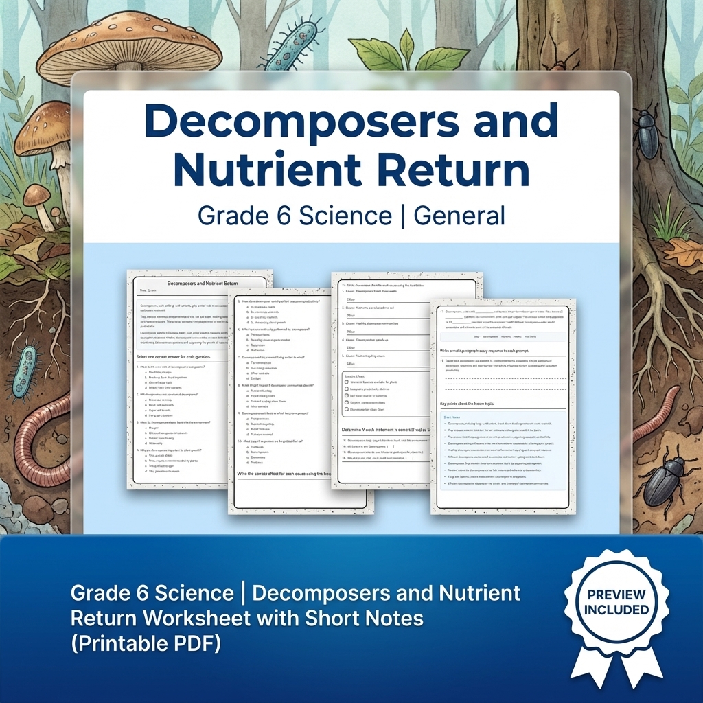 Grade 6 Science Lesson Group | Body Systems and Life Processes Worksheet Bundle — included worksheet 8