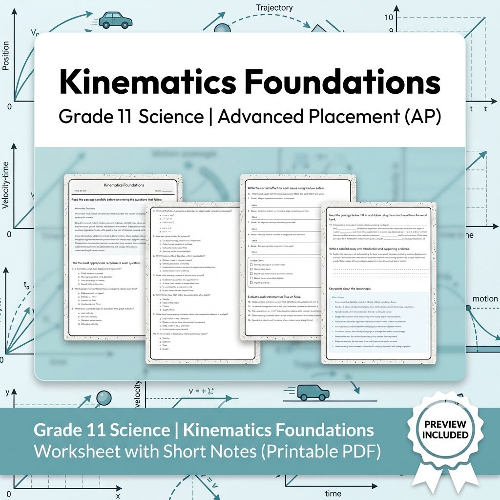 Grade 11 Physics Unit Worksheet Pack | Kinematics, Forces & Energy (Collection) — included worksheet 10