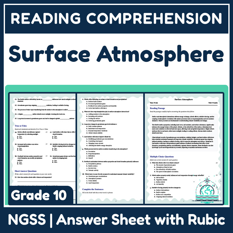 Grade 10 Science reading worksheets worksheet — 10th Grade Science | Surface Atmosphere Reading Worksheet (PDF + Answer Ke…