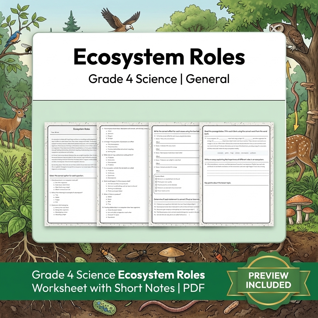 Grade 4 Science Lesson Group Bundle | Ecosystems, Life Cycles & Classification — included worksheet 8