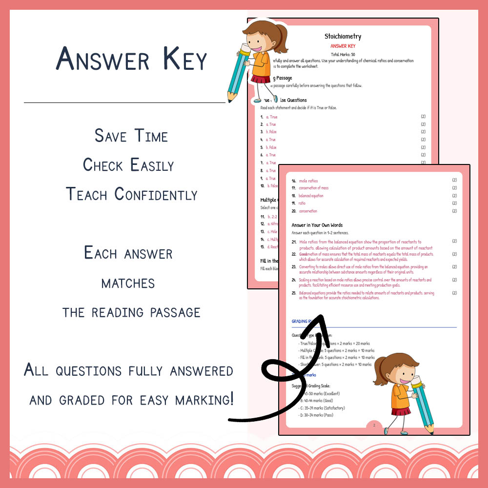 Grade 7 Science worksheet worksheet — Grade 7 Science | Stoichiometry Worksheet (Answer Key) for NGSS Alignment — page 3