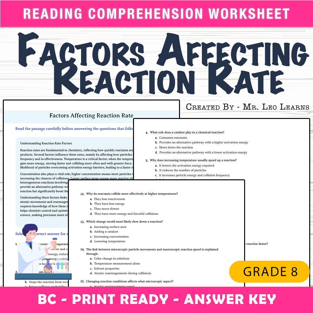 Grade 8 Science worksheet mcq paper worksheet — Grade 8 Science — Worksheet MCQ Paper for Mastering Factors Affecting Reac…
