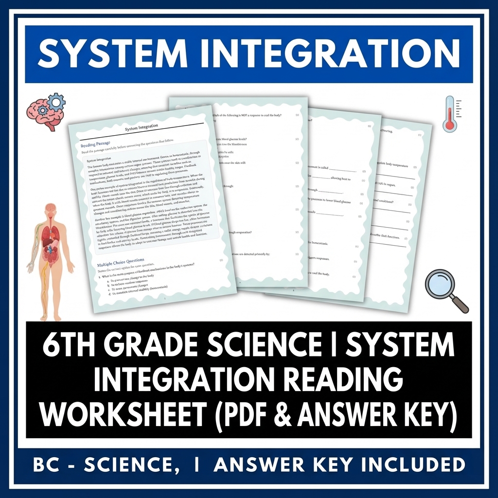 6th Grade Science | System Integration Reading Worksheet (PDF & Answer Key)