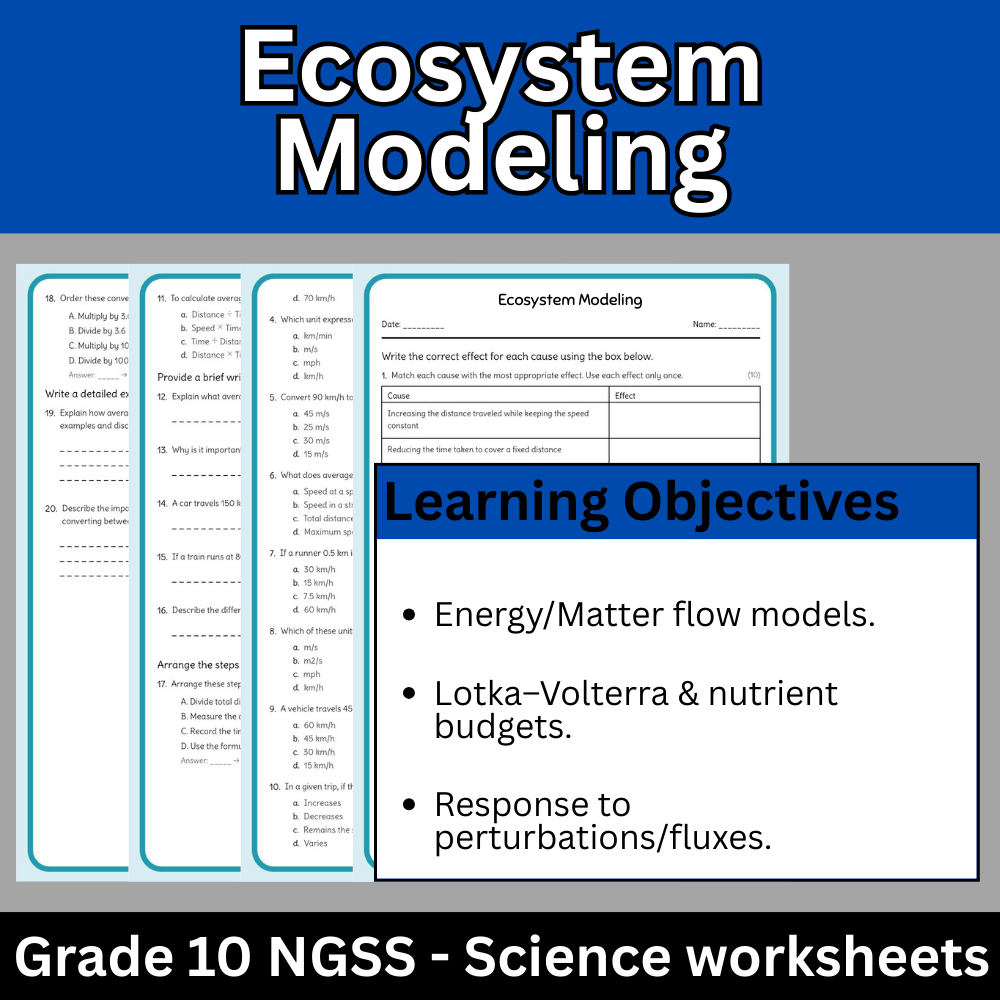 Grade 10 Science | Ecosystem Modeling Worksheet (PDF) – NGSS Aligned