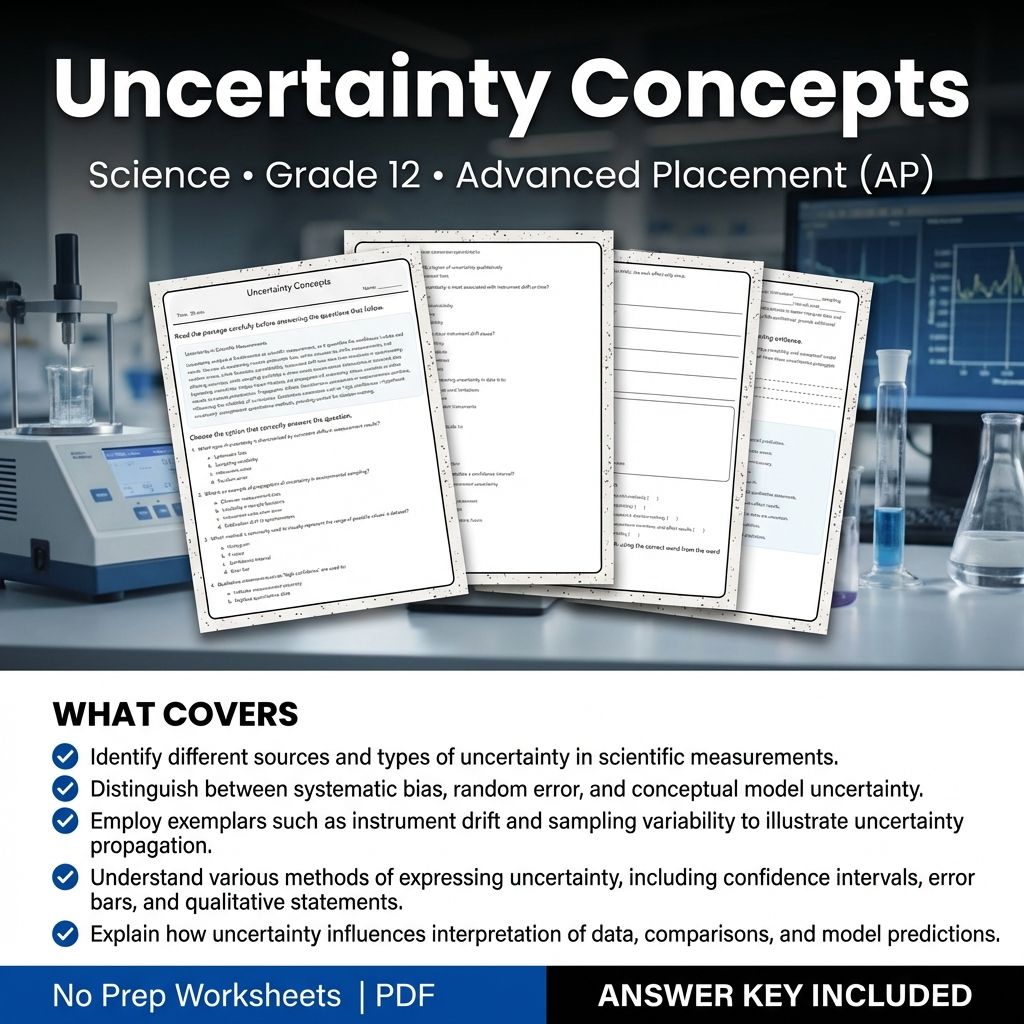 Grade 12 Science Unit Bundle | Uncertainty, Data Analysis & Modeling Worksheets — included worksheet 10