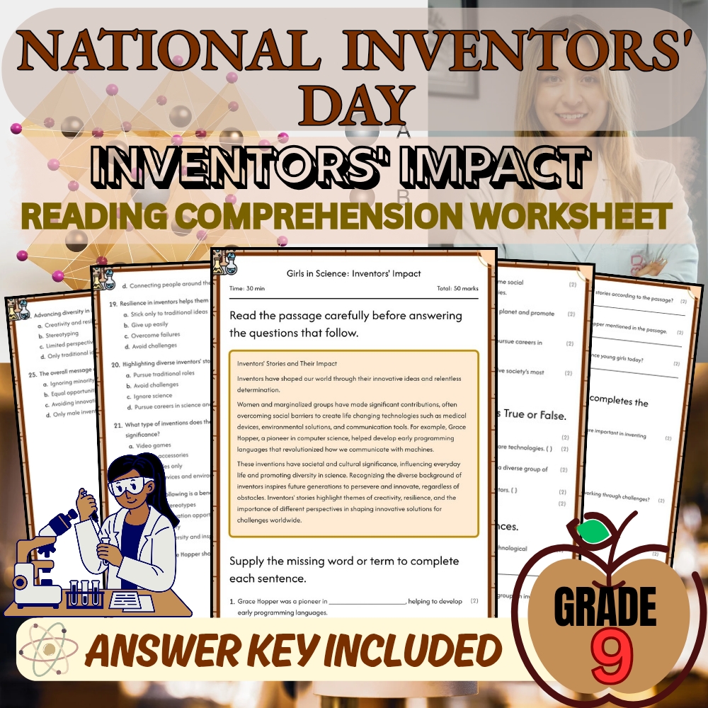 Grade 9 Holiday Girls in science for Mastering Inventors' Impact|PDF+Answer Key