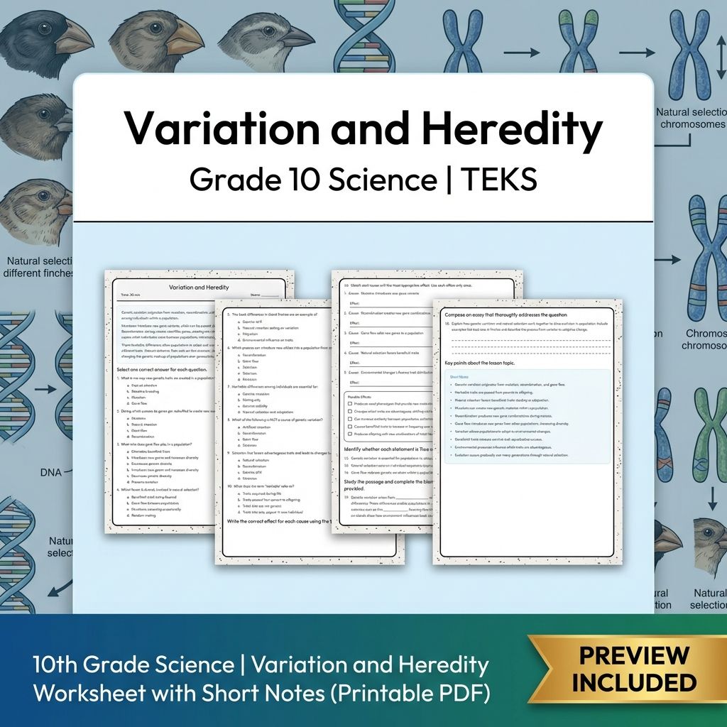 Grade 10 Science Worksheet Bundle – Genetics, Cell Biology & Ecology (PDF) — included worksheet 53