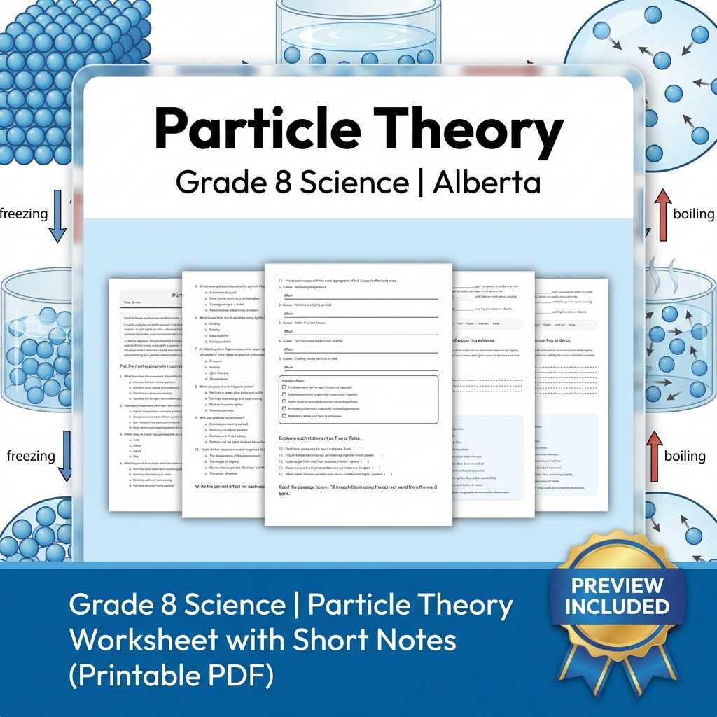 Grade 8 Science Unit | Matter & Chemical Change Worksheets Pack  — included worksheet 14